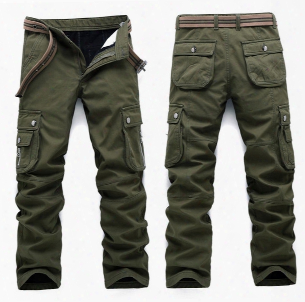 Fall And Winter Of 2016 High Quality Flocking Men&#039;s Trousers Warm Outdoor Sports Baggy Pants  Men Military Camouflage Tactics Slacks