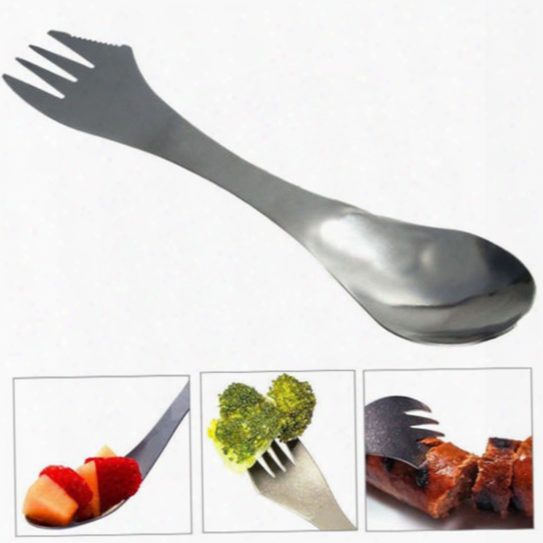 Fast Free Shipping Stainless Gadget Spork Spoon Fork Cutlery Utensil 3 In 1 Combo Picnic Breakfast Lunch Dinner Bbq Outdoor Travel Camping