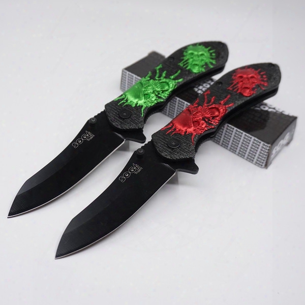 Folding Blade Knife Skull Print Army Pocket Knives 3cr13 Seel Aluminium Handle Outdoor Camping Tactical Survival Knife Gife Edc Tool