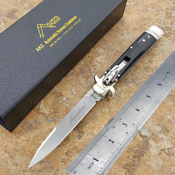 Italian Mafia Kc Leverletto 9-inch Multifunction Folding Automatic Knife Switch Blade Outdoor Portable Spring Knife D2 Steel Horn