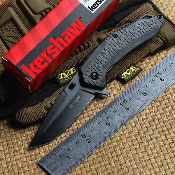 Kershaw 3840blk Tactical Folding Knife 8cr13mov Blade Glass Filled Nylon Handle Camping Hunting Outdoor Gear Self Defense Knives Edc Tools
