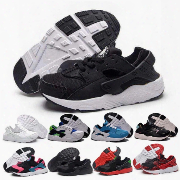 Kids Air Huarache Running Shoes With 10 Colors Outdoor Lawn Design Lace-up Style Retro Children Shoes Eur Size 28-35