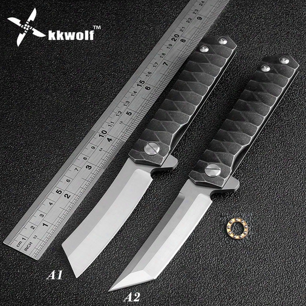 Kkwolf Ball Bearing Flipper Tactical Folding Knife D2 Steel Blade Outdoor Survival Pocket Knife Edc Multi Hunting Rescud Tool