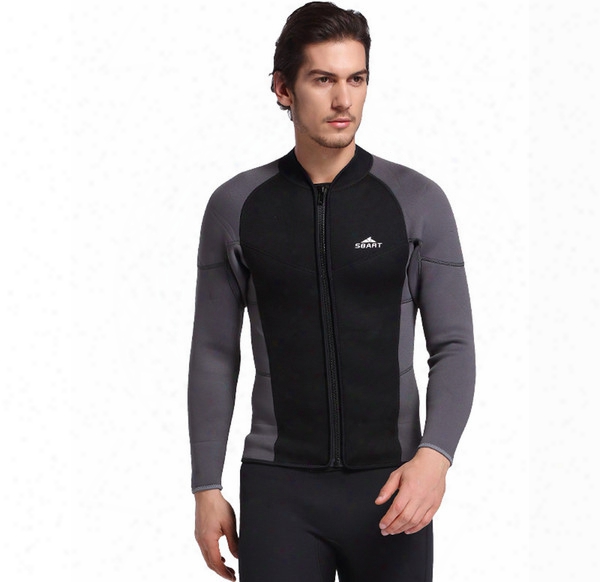Mens Weetsuit Jacket 3mm Snorkeling Outdoor Surfing Thermal Tops Front Zip Jellyfish Diving Suit Male Long-sleeve Men Swimsuit