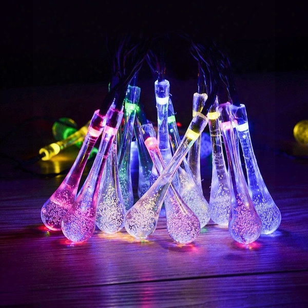 Newest Solar Powered 20 Led Icicle Raindrop Srring Fairy Light Outdoor Garden Wedding Xmas Christmas Tree Decor