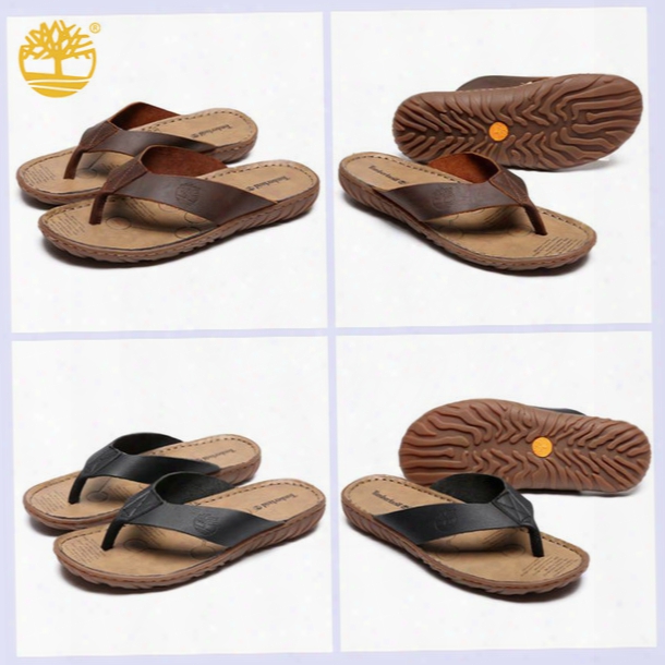 Original Timberland Leather Thong Sandal For Men Flip Flopsr Ubber Sole Slip Resistant Outdoor Beach Slippers Fashion Slides Slipper Shoes