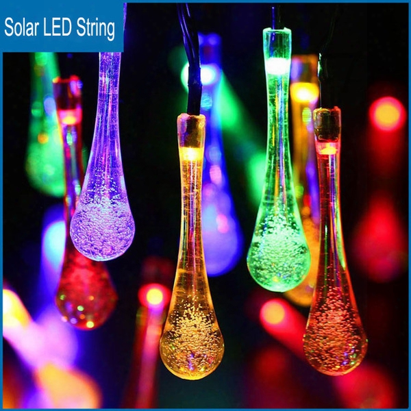 Solar Water Drop Led String 20 Leds 4.8 Metre Garden Christmas Lights String Outdoor Christmas