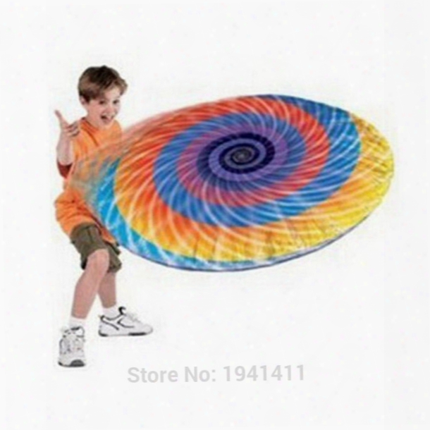 Wholesale-1pcs Hover Disc Rainbow Aluminum Inflatabble Frisbee Flying Disk Baby Children Great Outdoor Toy