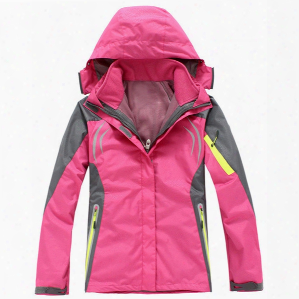 Wholesale-2016 Women Hiking Clothing Outdoor Sport Windbreaker Skate Rain Coat Winter Ski Tech Fleece Softshell Wateroproof Jacket 3in1