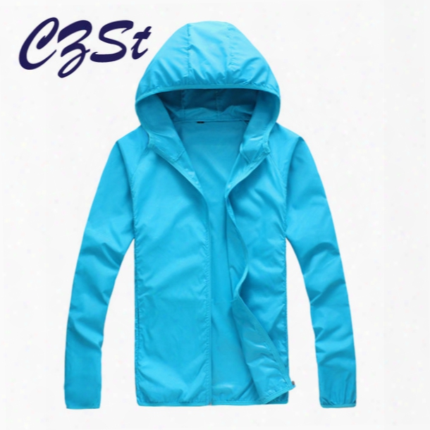 Wholesale-czst Outdoor Hiking Softshell Jacket Quick Drying Skin Windbreaker Sun Protection Clithing Men Women Ultra-thin Waterproof