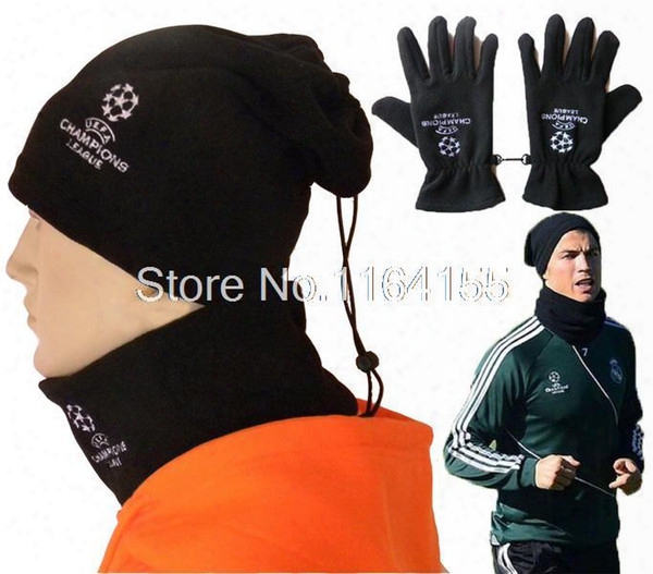 Wholesale-hat Scarf And Gloves Set For Women Men Winter Outdoor Windproof Warm Carf Sets Football Hat Scarf Gloves Yt01