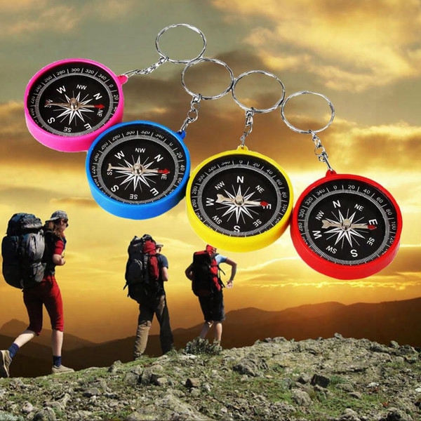 Wholesale-mini Compass Keyring Lens For Marine Outdoor Pocket Sports Camping Hiking Travel Navigation Multifunctional Plastic Plastic