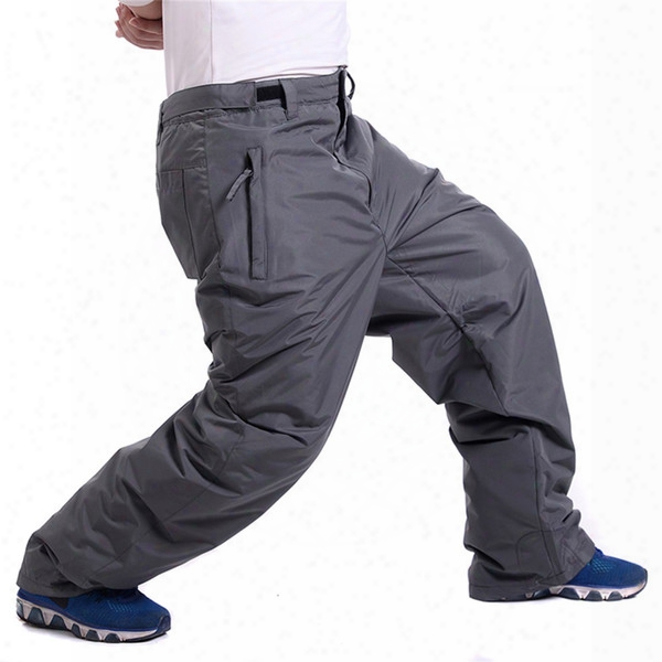 Wholesale- Ski Trousers Men Waterproof Windproof Thick Warm Snow Professional Snowboard Pants No Bib Men Climbing Wear Outdoor Sport