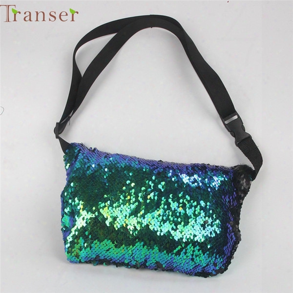 Wholesale- Transer Fishsunday Outdoor Sports Running Double Color Sequins Unisex Chest Bag  Levert Dropship Mar14