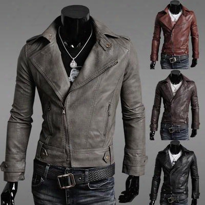 Winter Jackets For Men Outdoor Pu Brown Black Fall Winter Spring Long Motorcycle Soft Shell Leather Sleeve Denim Mens Jackets Zj1465