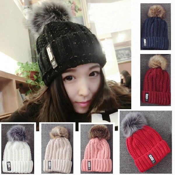 Winter Warm Wool Hats B G-stone Beanies Women And Man Outdoor Warm Caps 7 Styles Free Shipping