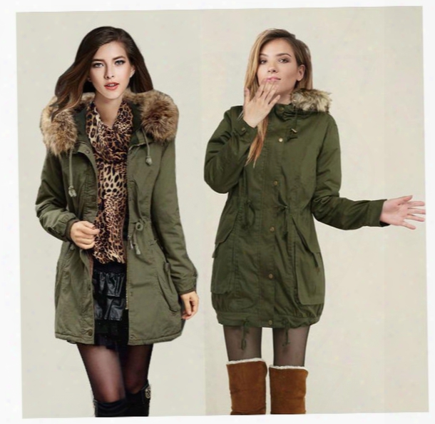 Womens Faux Fur Coats Lined Parka Outdoor Winter Hooded Long Jacket Black Army Green Collar Thick Padded Long Parka Coat Outerwear Jacket