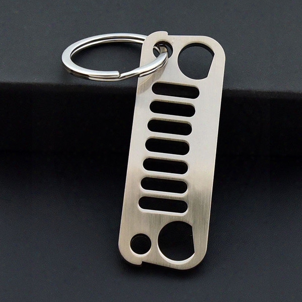 Zinc Alloy New Stainless Steel Jeep Grill Key Chain 7.2*2.1cm 3mm Thick Diy Individual Display Keychains A556