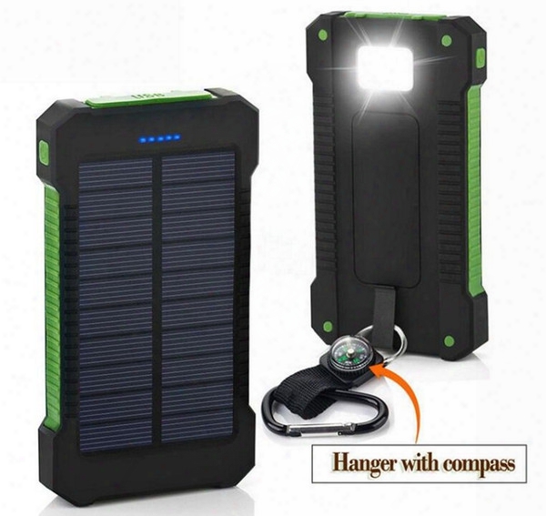 10000mah Solar Power Bank Dual Usb Portable Solar Phonee Charger Outdoors Emergency External Battery With Led Light For Cell Phone
