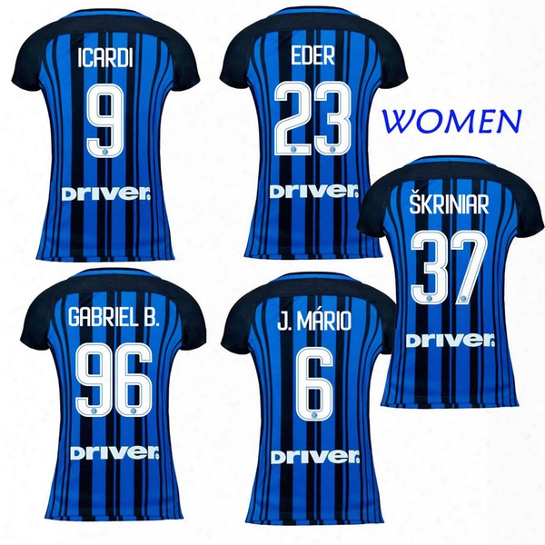 17 18 Inter Close Blue Black Soccer Jerseys Women&#;039;s Milan Top Thai Quality Football Shirts Girl&#039;s Outdoor Athletic Short Sleeve Sports Jersey
