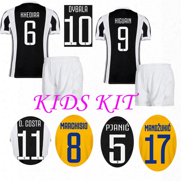 17 18 Kid&#039;s Thai Quality Soccer Kits Dybala Home Football Uniforms D.costa Higuain Soccer Jerseys And Shorts Boy&#039;s Outdoor Sports Wears