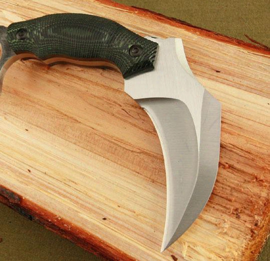 2016 New Arrival Karambit Outdoor Fixed Blade Survival Claw Knife 5cr13 57hrc Satin Blade Micata Handle Tactical Knife Knives