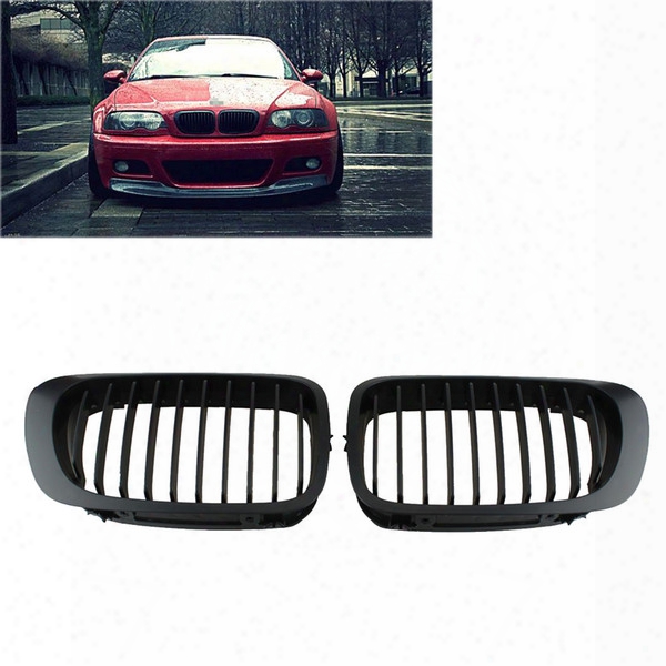 Black Front Kidney Grill Grille For Bmw E46 2 Doors 2d 3 Series 1998-2002 Coupe