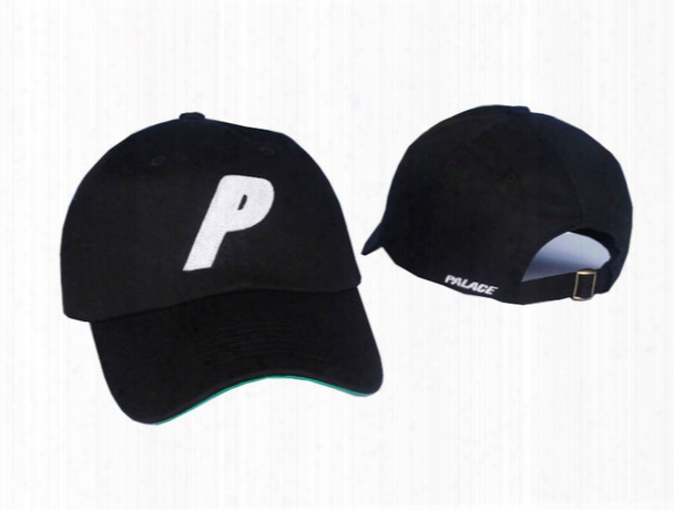 Black Strapback Palace P Logo Brand Peaked Golf Caps Bent Brim Men Women Casquette Outdoor Hunting Hats Spring Sun Cricket Baseball Cap