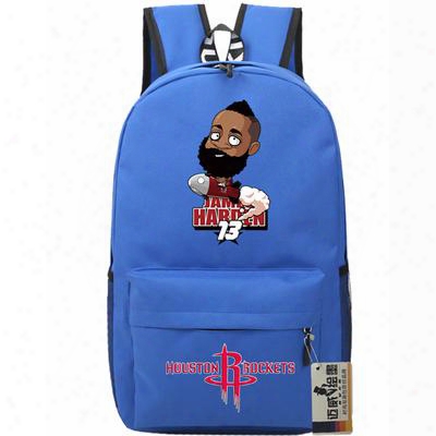 Cartoon Rockets Backpack James Harden School Bag Nice Star Daypack Basketball Schoolbag Outdoor Rucksack Sport Day Pack
