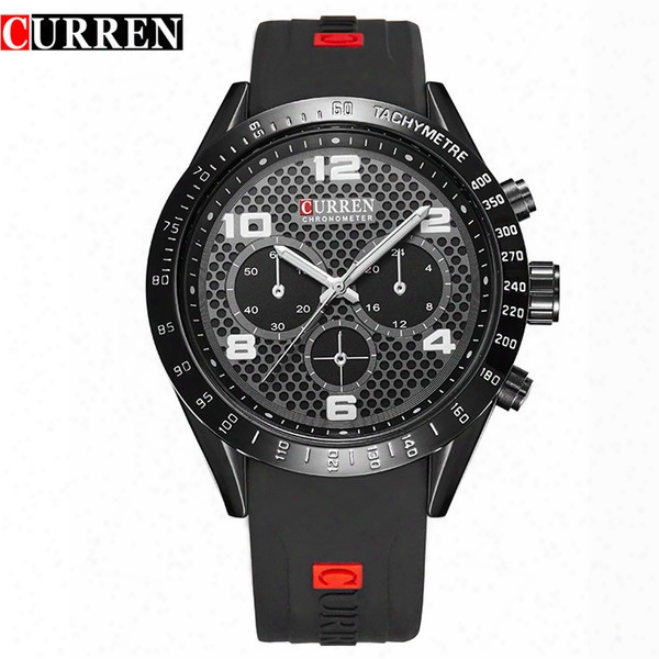 Curren 8167 With Large Dial Watch Rubberbelt Fashion False Three Ees Quartz Watch Fashion Outdoors Motion Men&#039;s Watch