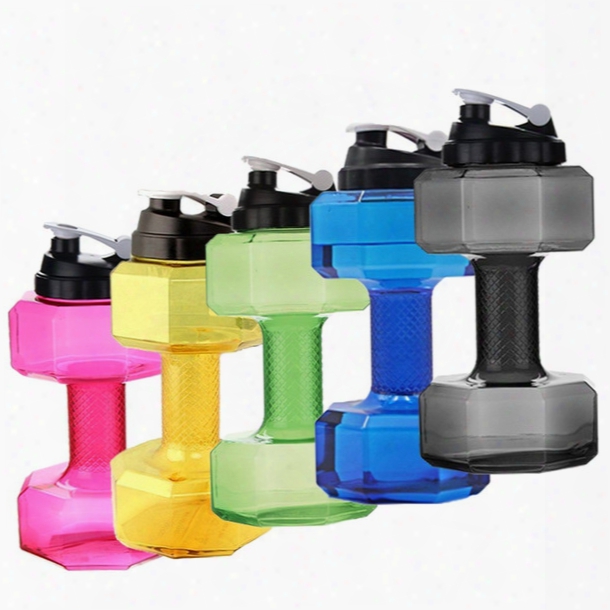 Dropshiping 2.2 L Dumbbells Shaped Plastic Big Large Capacity Gym Sports Water Bottle Outdoor Fitness Bicycle Bike Camping Cycling Kettle