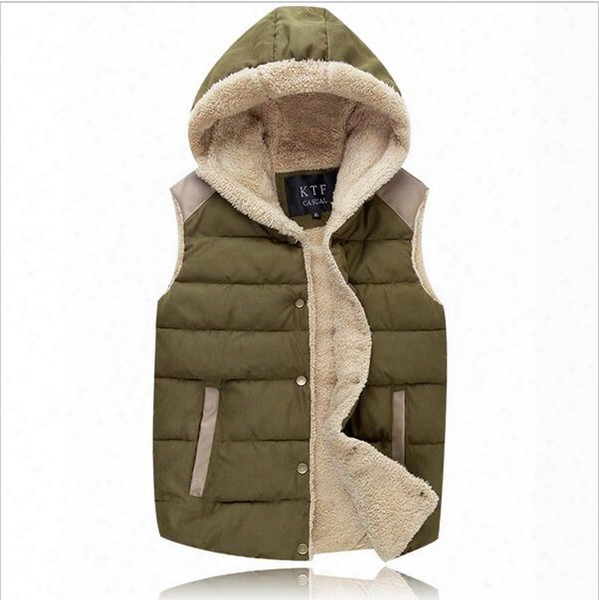 Fall-mens Hooded Vests Autumn Thick Warm Men&#039;s Coats Fashion Solid Male Vests Multicolor Sleeveless Jacket Man Outdoor Vests Winter