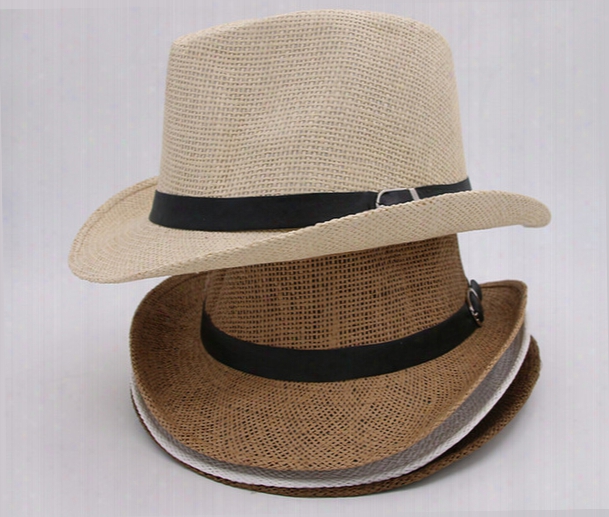 Free Shipping 6 Colors Vogue Men Women Straw Hats Soft Fedora Panama Hats Outdoor Stingy Brim Caps