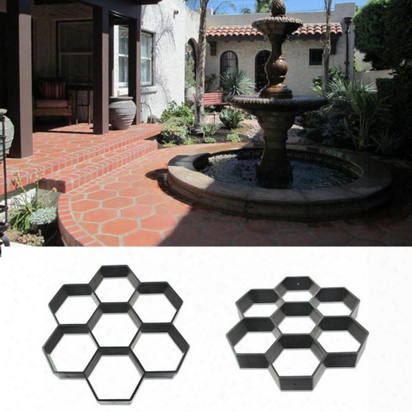 Hexagon Driveway Paving Pavement Mold Patio Concrete Stepping Stone Path Walk Maker Diy