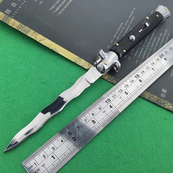 High Quality 11 Inch Italian Akc Gambler Mafia Portable Folding Automatic Knife Outdoor Self-defense Survival Tool Switch Blade 440 Chorn