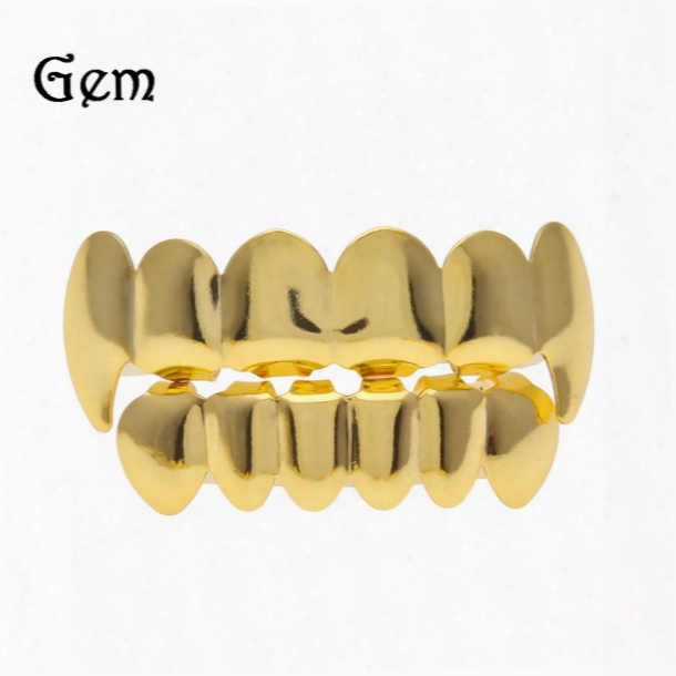 Luxury Men Hip Hop Grillz Cool Gold Plated Hip-hop Teeth Grillz Cap Jewelry Halloween Gift Free Shipping