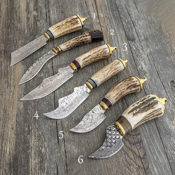 Mini Damascus Steel Small Straight Knife Edge Of The Knife High-end Outdoor Home Collection Camping Hunying Survival Bag Tool Utility Edc H