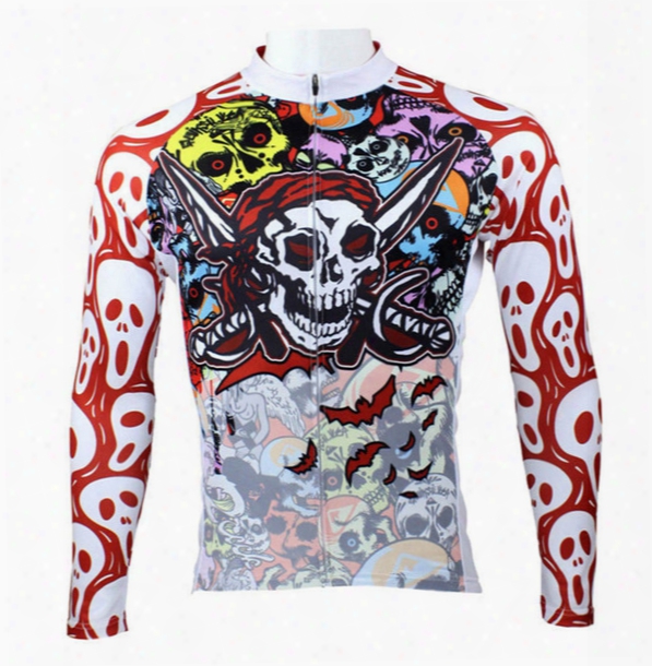 New Arrival Men Sportswear Breathable Mesh Outdoor Cycling Jersey Cool Skull Long Sleeved Ciclismo Bike Clothes