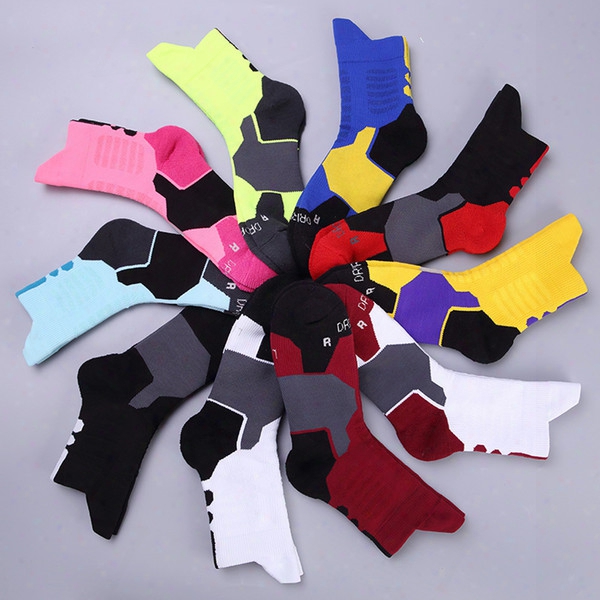 New Arrival Professional Sports Basketball Socks Outdoor Soccer Running Fitness Breathable Elite Socks High Quality Patchwork Mid Socks