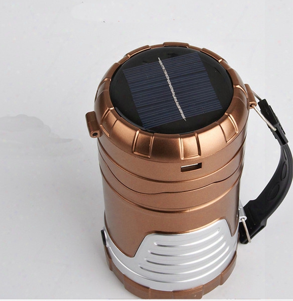 New Retractable Outdoor Tent Usb Solar Camping Lamp Led Lantern Light For Hiking Emergencies 6 Led Portable Lantern Lamp In Outdoor Lighting