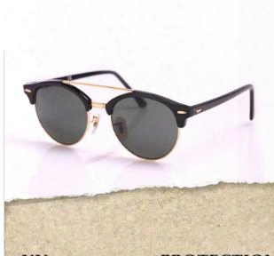 Newes Hot Sale Uv Protection Sunglasses Round Men Sun Glasses Women Outdoor Retro Double Bridge Sunglass Gafas De Sol 51mm