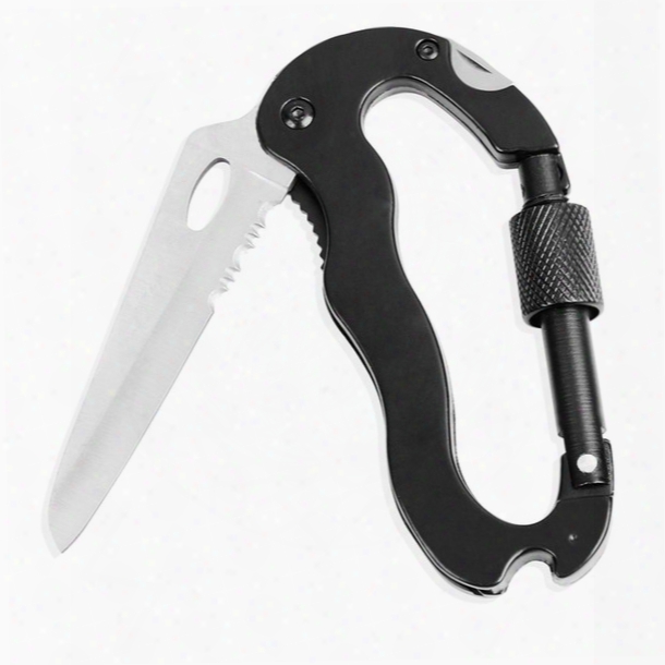 Outdoor Camping Multifunctional Quick Hanging Safety Climbing Buckle, Folding Knife, Key Buckle Screwdriver Opener