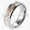 Free shipping 8mm Beveled Mens Wild Antler Inlaid Tungsten Ring Outdoor Engagement Wedding Band have in stock