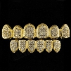 New Men Custom Fit Gold Plated All Iced Out Luxury AAA Zircon Rhinestone Top & Bottom Gold Grillz Set Hop HIP teeth Gift