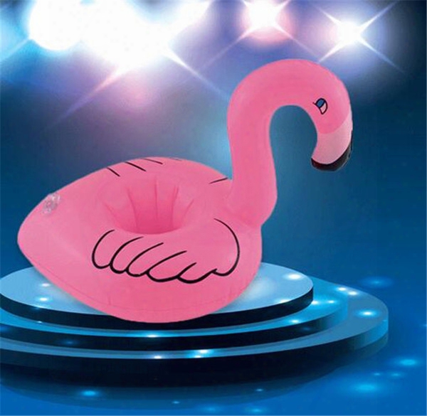 Pvc Inflatable Mini Cute Flamingo Drink Can Cup Holder Floating Swimming Pool Bathing Beach Party Kids Toy Bath Outdoor Mini Toys