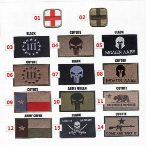 The Punisher / Texas / Red Cross Embroidery 3d Patch Armband Skull Tactical Gear Outdoor Props Badge Patches 8*5c M