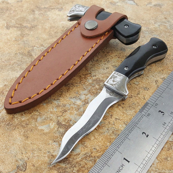 Top Quality Outdoor Gear The One Adjustable Push Knife Horn Handle Lock Bac Kpocket Folding Knife Snake Blade