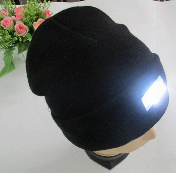 Warm 5 Leds Cap Hat Light 5 Led Wool Knitted Hat Fishing Camping Hhunting Head Light Headlamp Cap With 2* Crr2032 Cell Batteries Outdoor Lamp