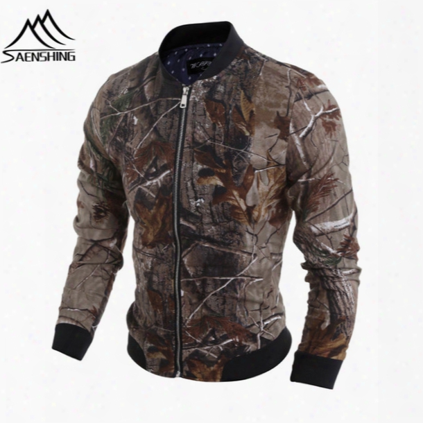 Wholesale-2016 New Arrival Men Hunting Jackets Outdoor Camouflage Jacket Long Sleeve Stand Collar Coats Windproof Hunting Hiking Clothing