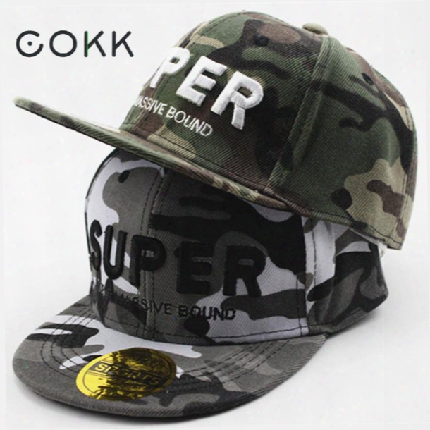 Wholesale- Cokk Kids Baseball Cap For Boy Embroidery Super Army Camouflage Hip Hop Cap Adjustable Snapback Cardinal's Office Children Summer Sun Visor